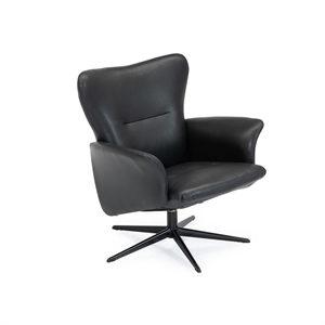 Opus stol m. lav ryg / Sort læder / Sort sokkel